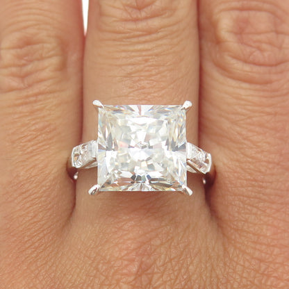 925 Sterling Silver Princess-Cut C Z Engagement Ring Size 11.25