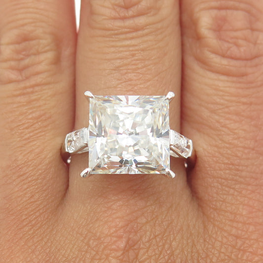 925 Sterling Silver Princess-Cut C Z Engagement Ring Size 11.25