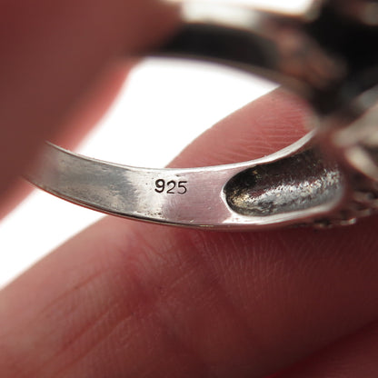 925 Sterling Silver Vintage Elephant Oxidized Ring Size 7