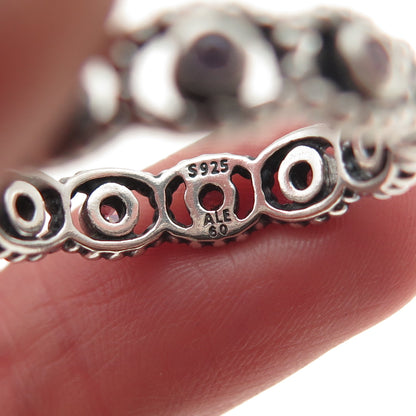 Pandora 925 Sterling Silver Round-Cut Pink C Z Her Majesty Band Ring Size 9
