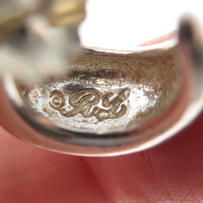 RALPH LAUREN 925 Sterling Silver Vintage Modernist Oxidized Hoop Earrings