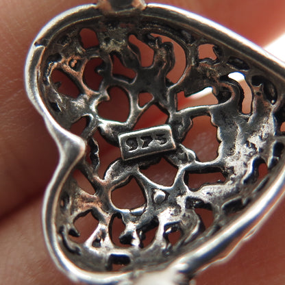 925 Sterling Silver Vintage JRI Ornate Heart Link Oxidized Bracelet 7.25"