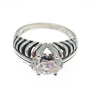 KABANA Sterling Silver Vintage Oval-Cut C Z Modernist Oxidized Ring Size 10.25