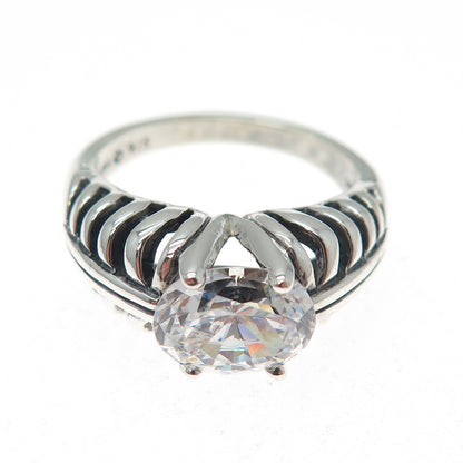 KABANA Sterling Silver Vintage Oval-Cut C Z Modernist Oxidized Ring Size 10.25