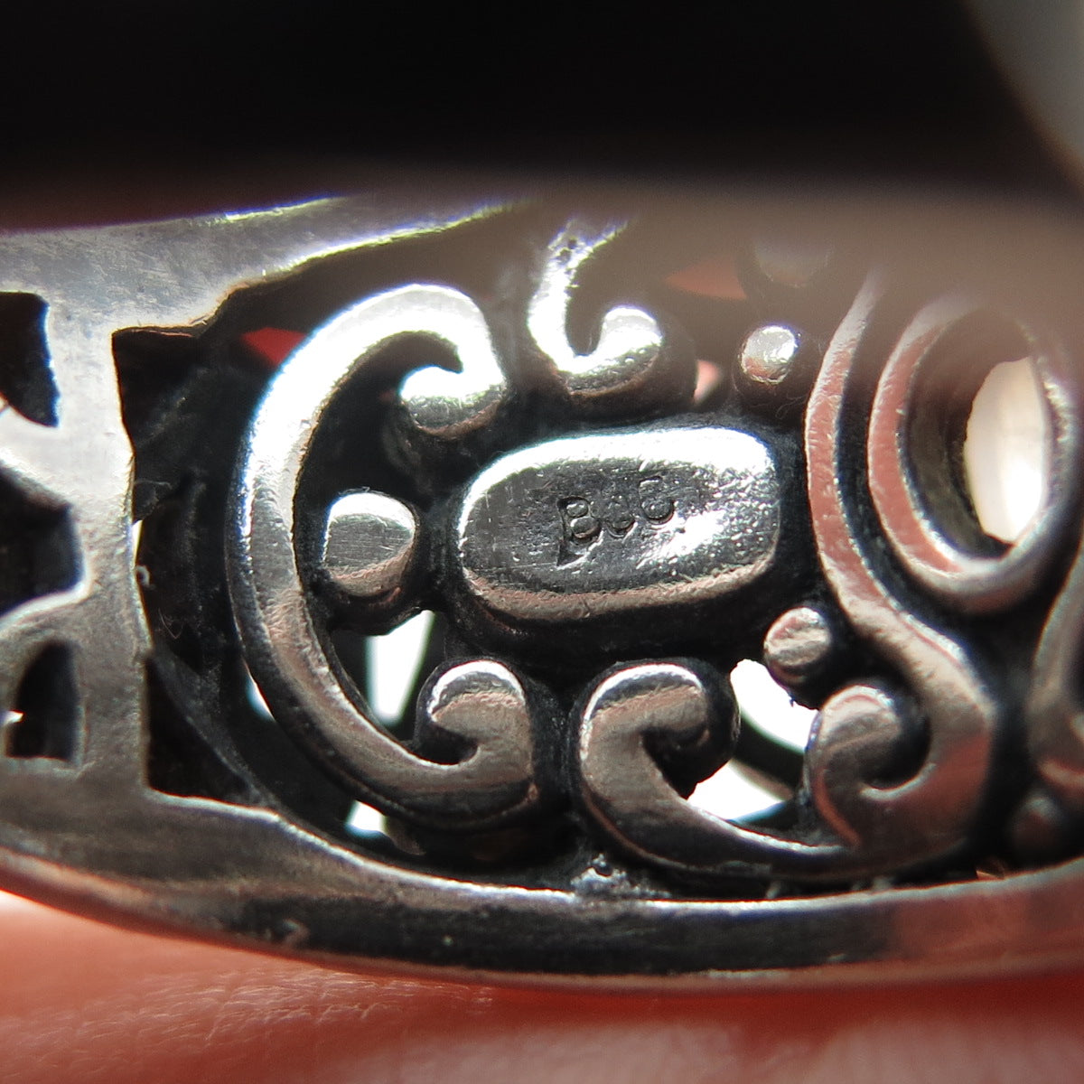 SAMUEL BENHAM BJC Sterling Silver Vintage Real Moonstone Oxidized Ring Size 9.5