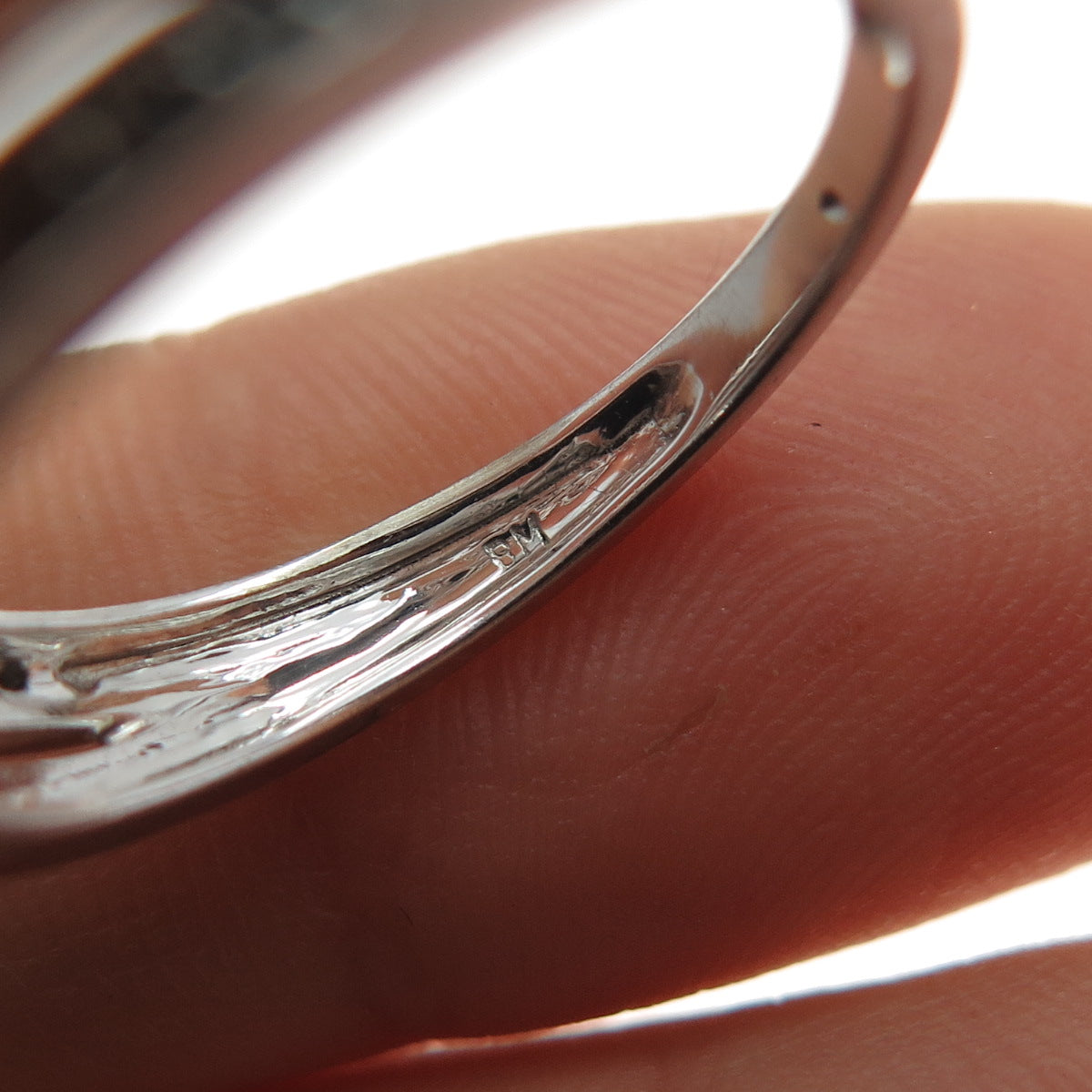 925 Sterling Silver Real Pink Sapphire & C Z Interlocked Ring Size 7