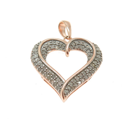 DBJ DEE BERKLE 925 Sterling Silver Rose Gold Plated Real Diamond Heart Pendant