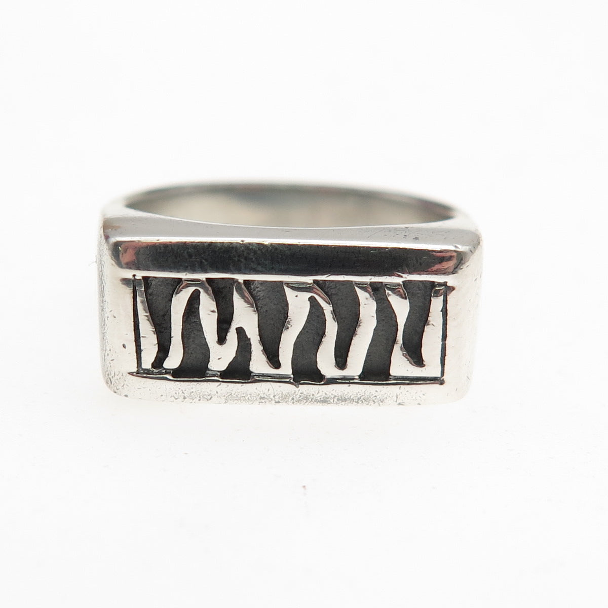 Boma 925 Sterling Silver Vintage Modernist Zig Zag Oxidized Ring Size 7