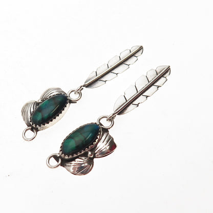 Ben Livingston Navajo Old Pawn Sterling Abalone Shell Feather Jacket Earrings