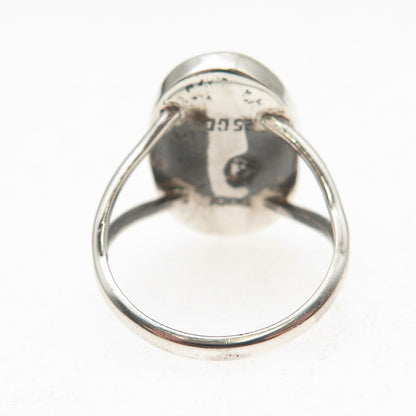 925 Sterling Silver Vintage Mexico Real Tiger Eye Oxidized Ring Size 6