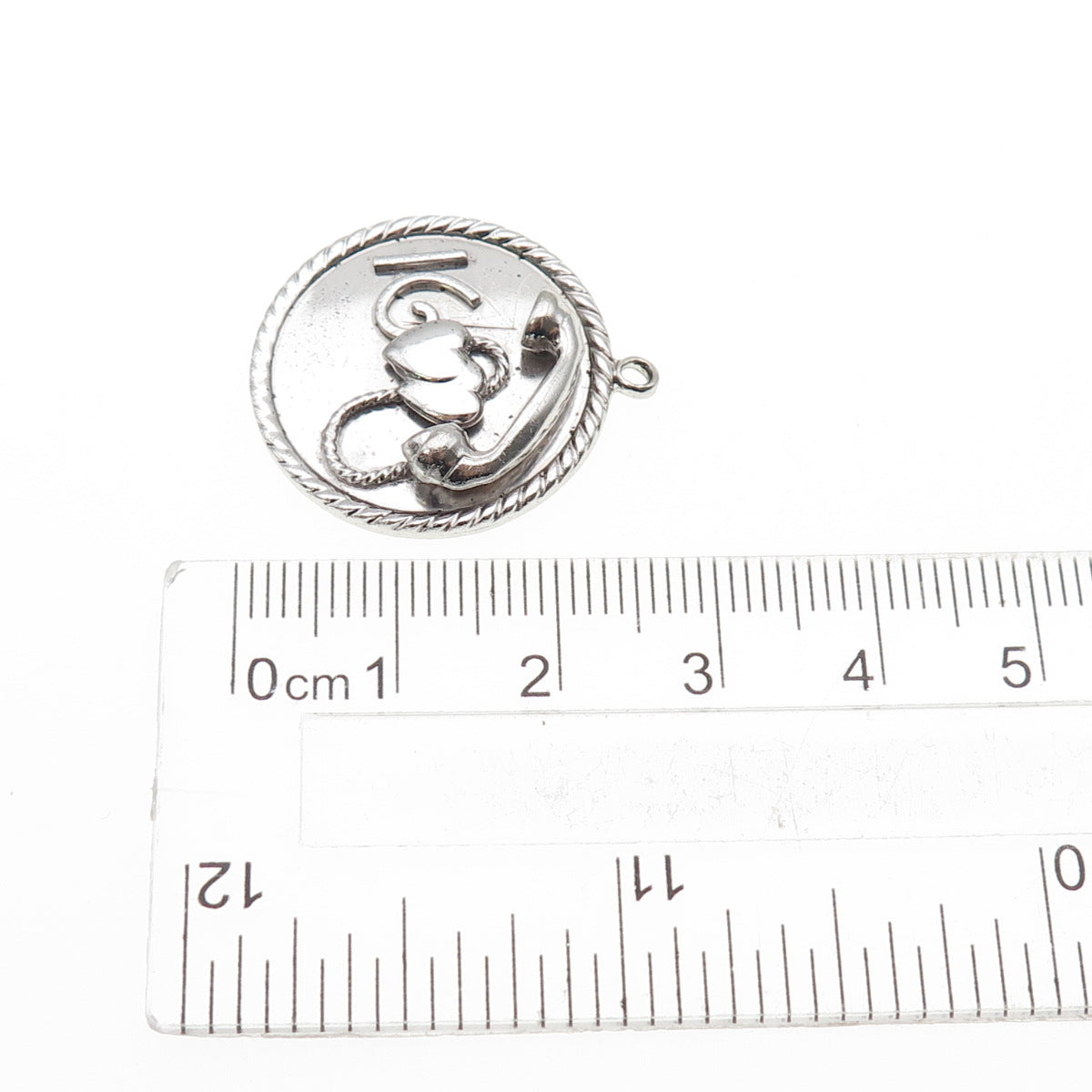 925 Sterling Silver Vintage Sweet 16 Couple Heart Retro Phone Charm Pendant