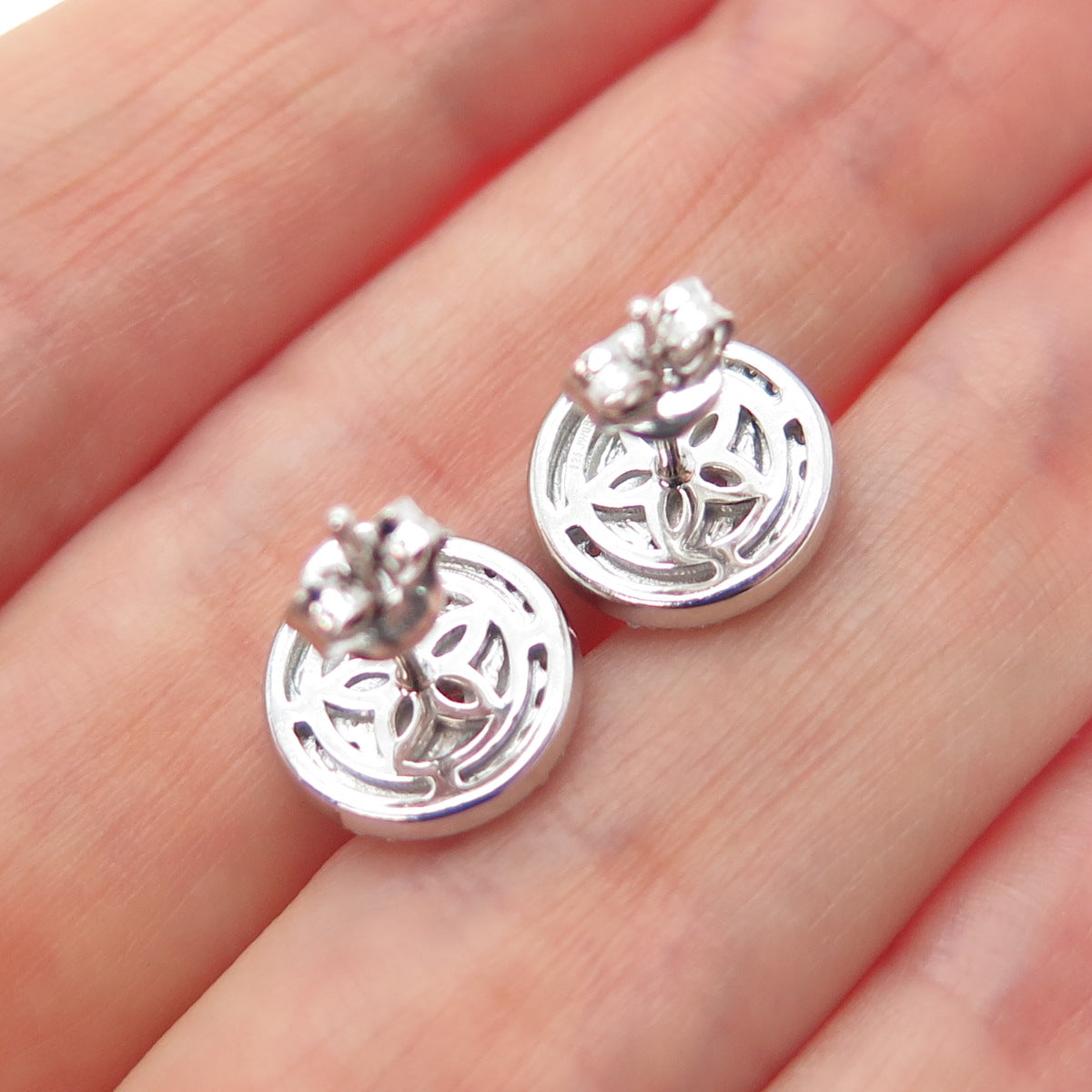 JANE SEYMOUR 925 Sterling Silver Round-Cut C Z Crescent Stud Earrings