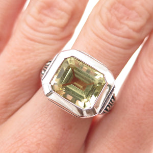 925 Sterling Silver Vintage Real Lemon Citrine Oxidized Ring Size 6
