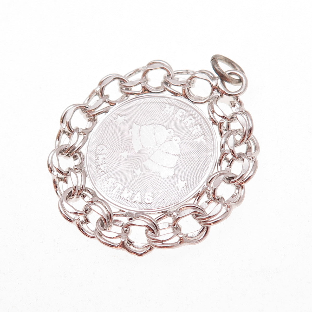 American 925 Sterling Silver Vintage Merry Christmas Bells Charm Pendant