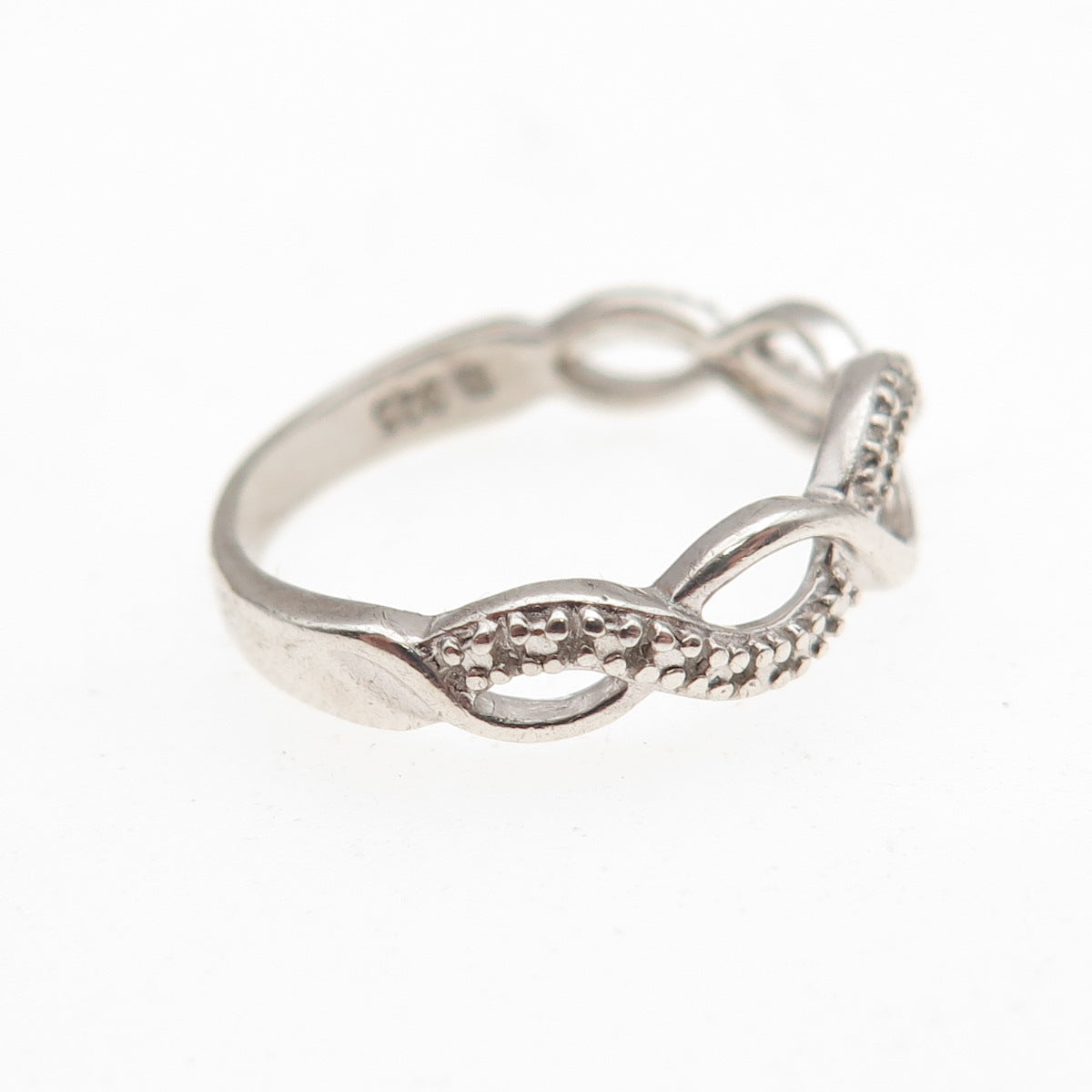 Ross Simons 925 Sterling Silver Real Diamond Accent Infinity Woven Ring Size 6
