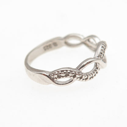 Ross Simons 925 Sterling Silver Real Diamond Accent Infinity Woven Ring Size 6