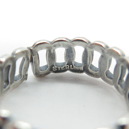 925 Sterling Silver Vintage Interlocked Rolo Link Band Ring Size 6.25