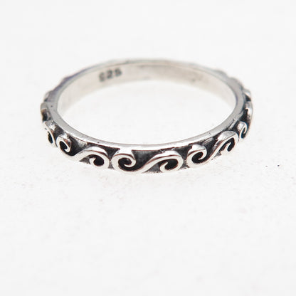 925 Sterling Silver Vintage Swirl Oxidized Band Ring Size 5