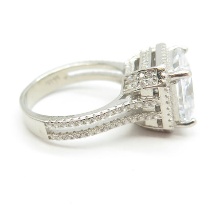925 Sterling Silver Princess-Cut Shaped C Z Ring Size 5.75