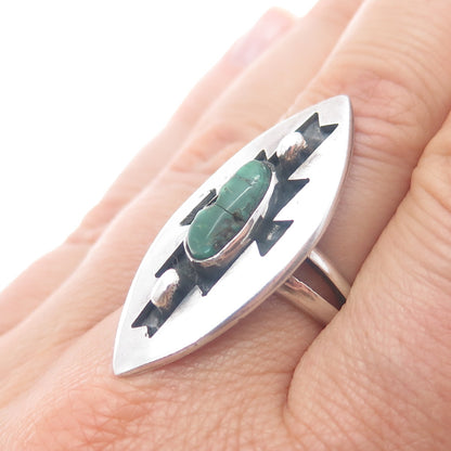 Old Pawn Sterling Silver Vintage Southwestern Royston Turquoise Ring Size 7.5