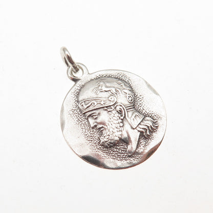 Lewis Bros. Sterling Silver Vintage Zeus Greek God Oxidized Mini Charm Pendant