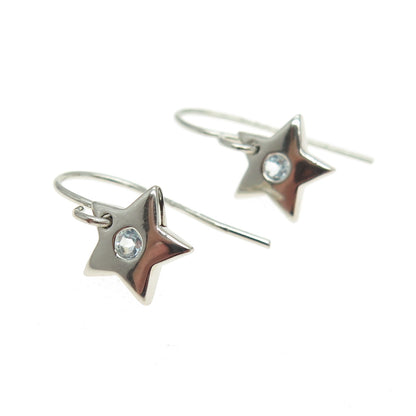 DEE BERKLEY JEWELRY 925 Sterling Silver Real Blue Topaz Gem Star Dangle Earrings