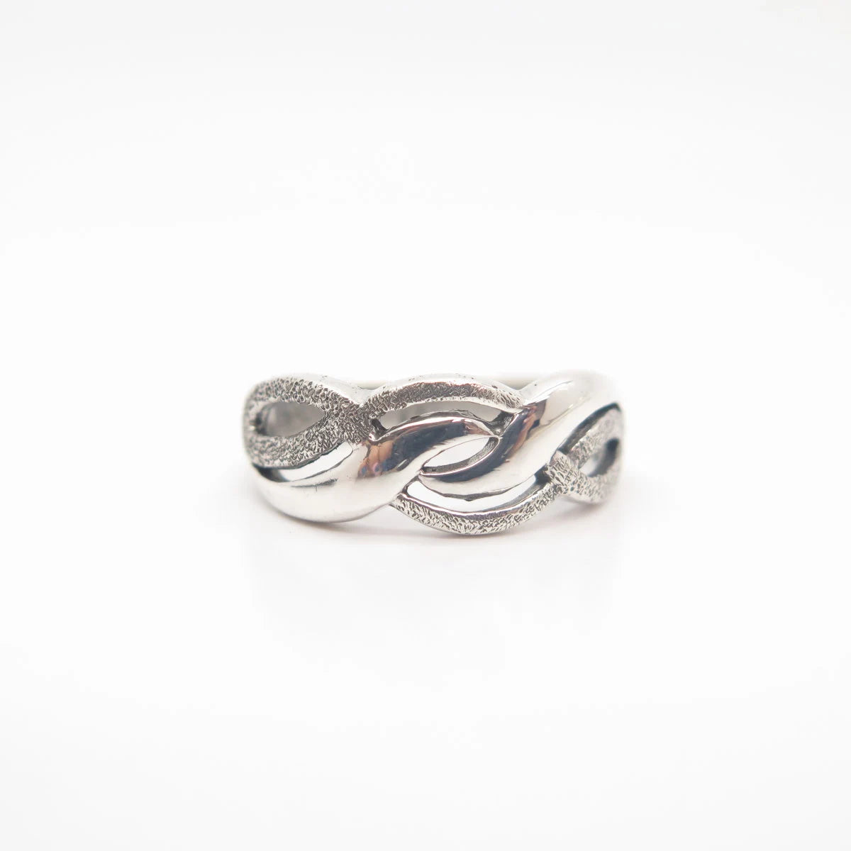 925 Sterling Silver Vintage Braided Ring Size 7 3/4