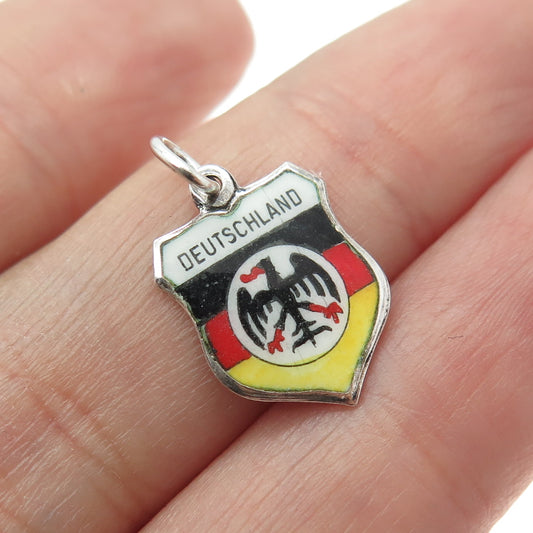 SUVENJO 800 Silver Vintage Germany Enamel Deutschland Minimalist Charm Pendant