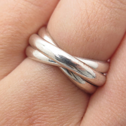 925 Sterling Silver Vintage Trinity Band Ring Size 7.75