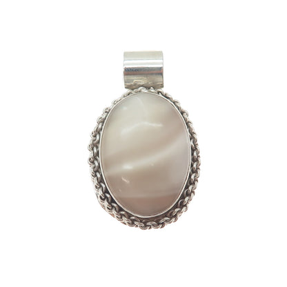 925 Sterling Silver Vintage Mexico Real Mother-of-Pearl Charm Pendant