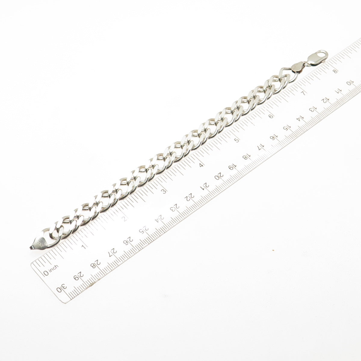 925 Sterling Silver Vintage Italy Double Rhombus Curb Link Bracelet 7.25"