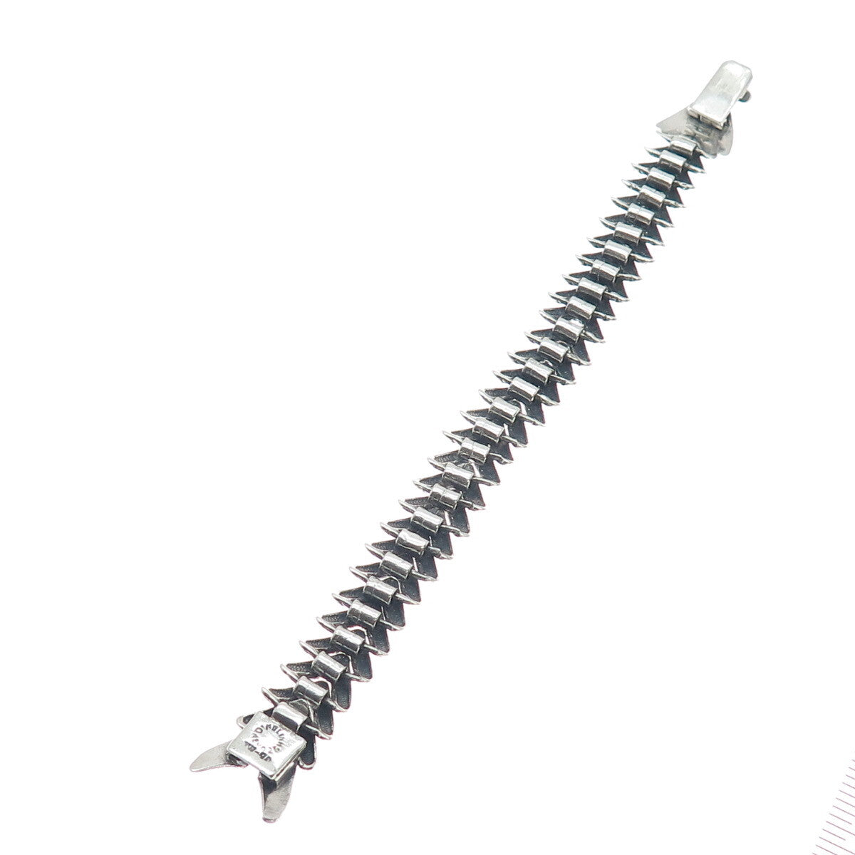 925 Sterling Silver Vintage Mexico Arrow Link Oxidized Bracelet 7"