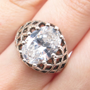 KABANA 925 Sterling Silver Vintage Oval-Cut C Z Woven Oxidized Ring Size 8