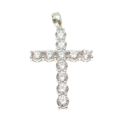 925 Sterling Silver Round-Cut Shaped C Z Cross Pendant