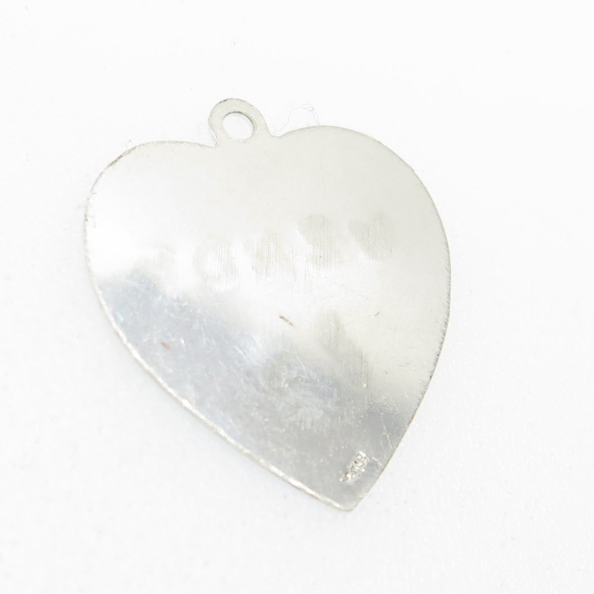 925 Sterling Silver Vintage Wendy Horseshoe Heart Tag Charm Pendant