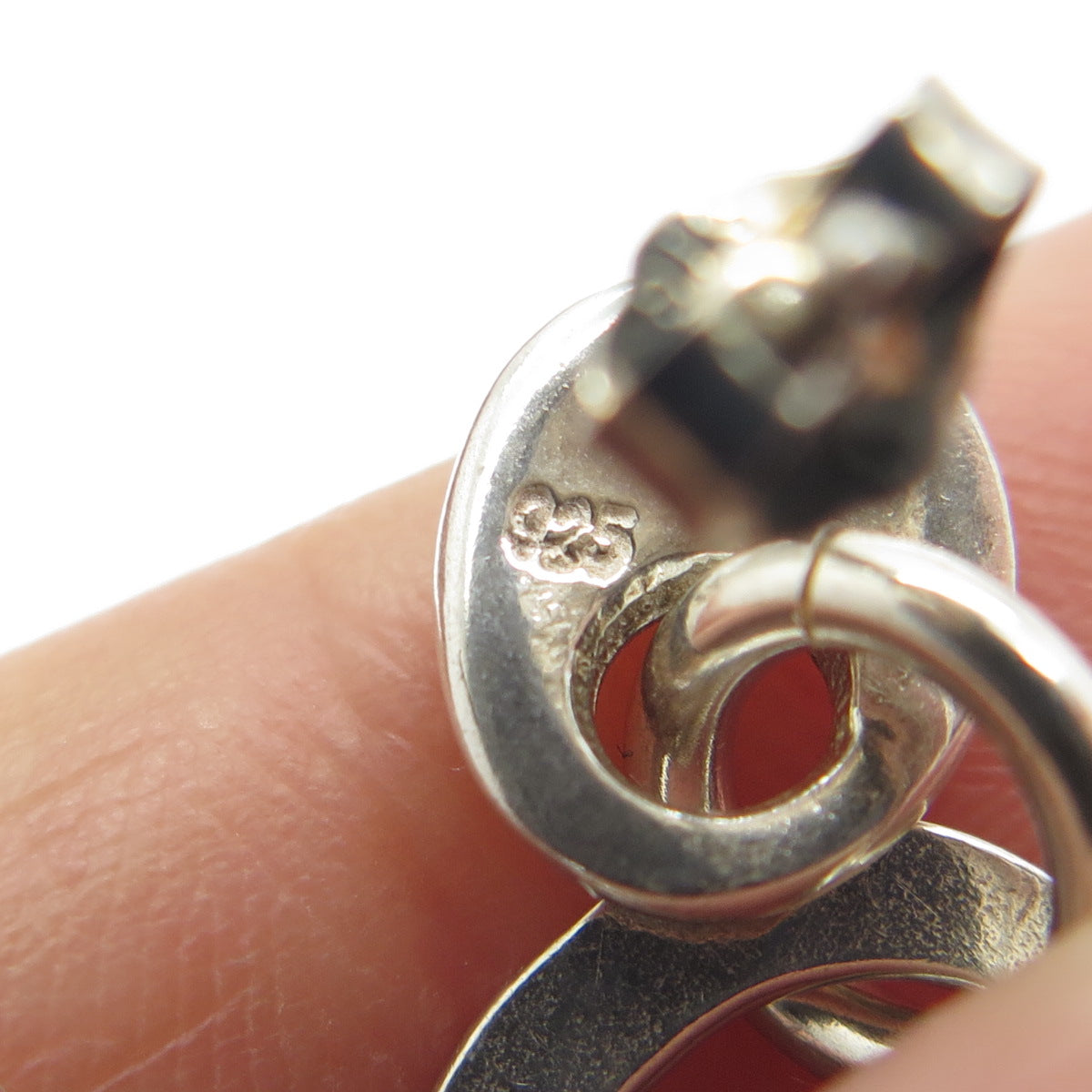 925 Sterling Silver Vintage Real Turquoise Modernist Drop Circle Dangle Earrings