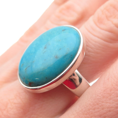 Whitney Kelly Sterling Silver Vintage Real Turquoise Modernist Ring Size 10.25