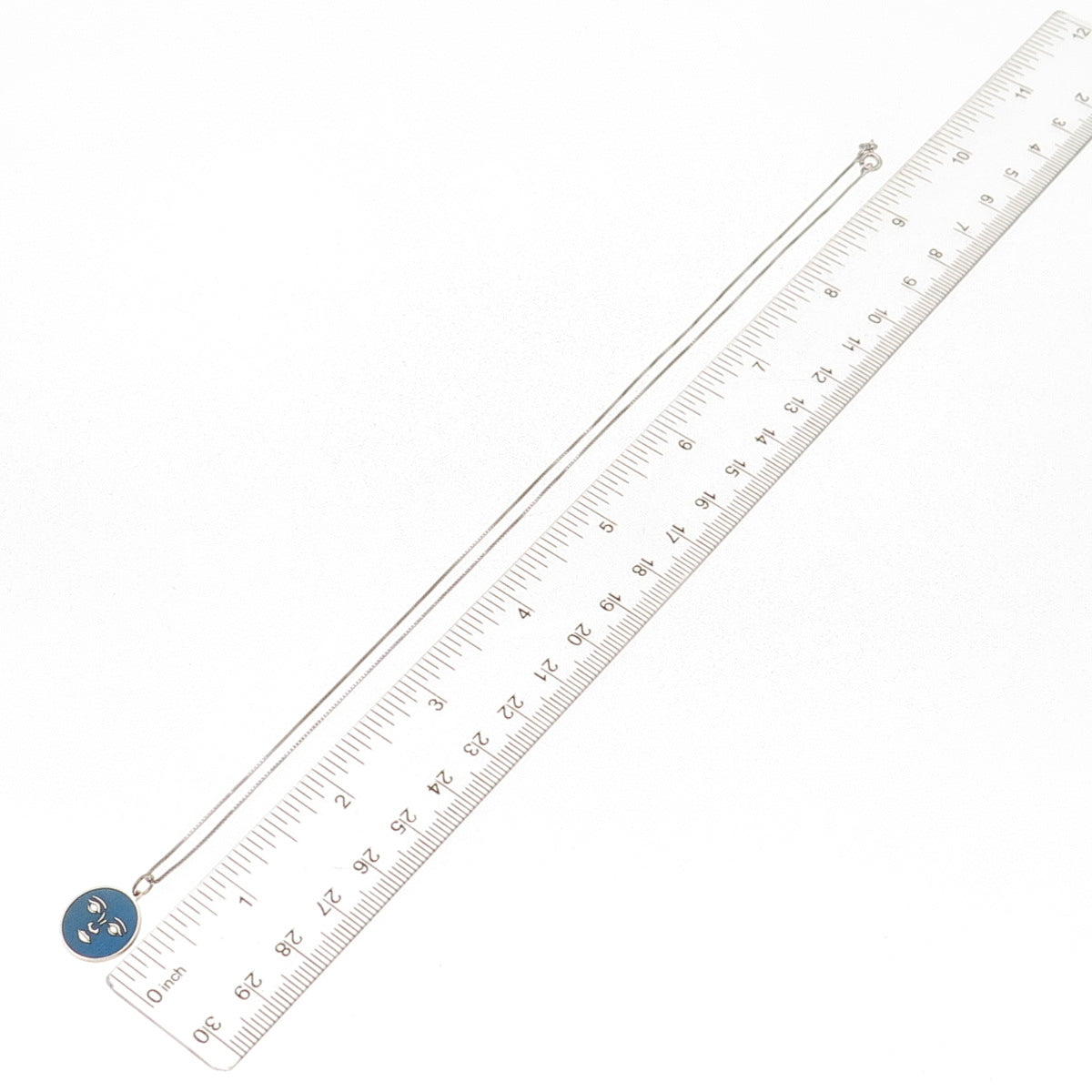 925 Sterling Silver Blue Enamel Moon Face Goddess Box Chain Necklace 18"