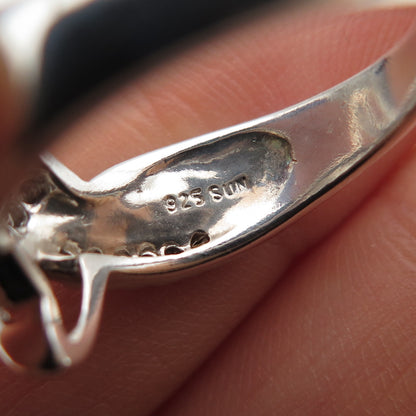 SUN 925 Sterling Silver Real Round-Cut Diamond Bypass Ring Size 7