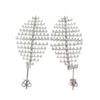 925 Sterling Silver Round-Cut C Z Articulated Petal Dangle Earrings