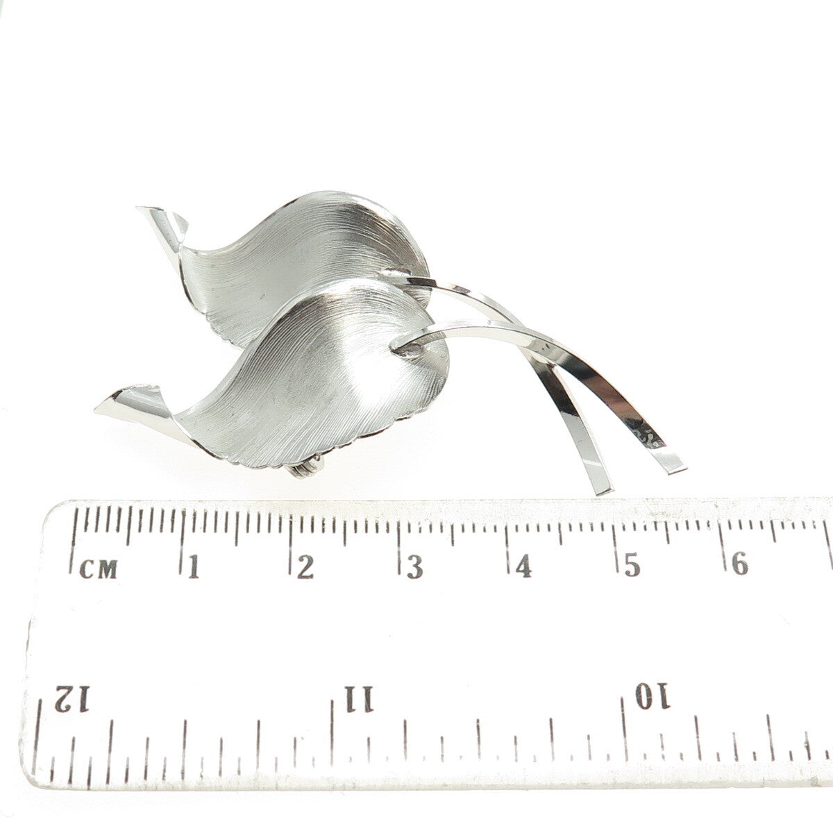 TURIN INC 925 Sterling Silver Vintage Couple of Leafs Pin Brooch