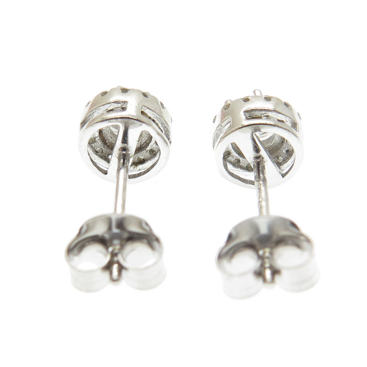 925 Sterling Silver Round-Cut C Z Stud Earrings