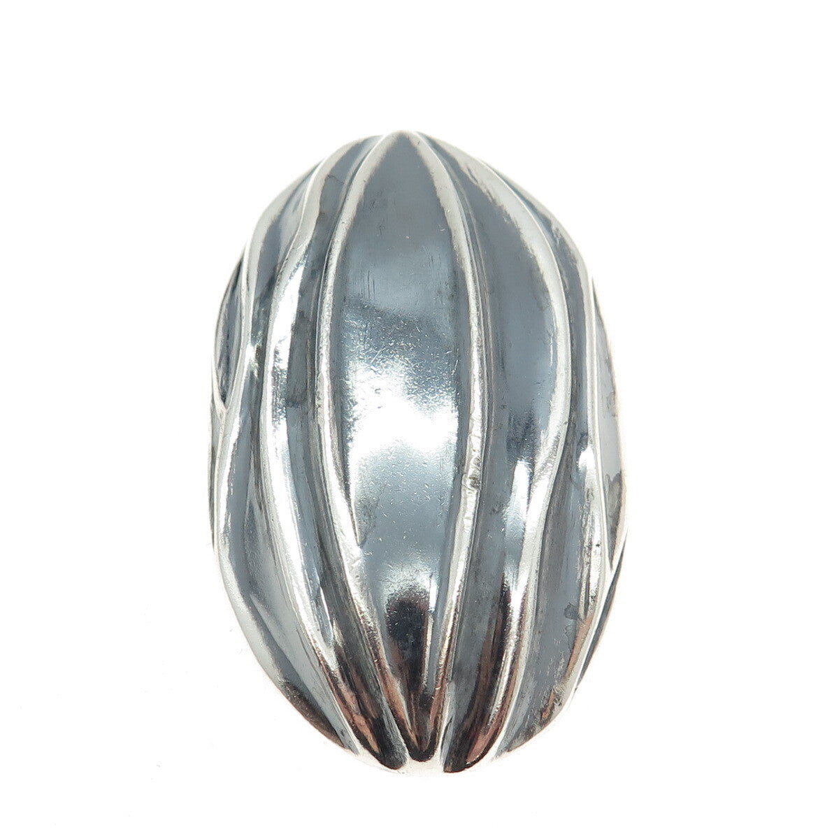 925 Sterling Silver Vintage Modernist Dome Oxidized Pendant