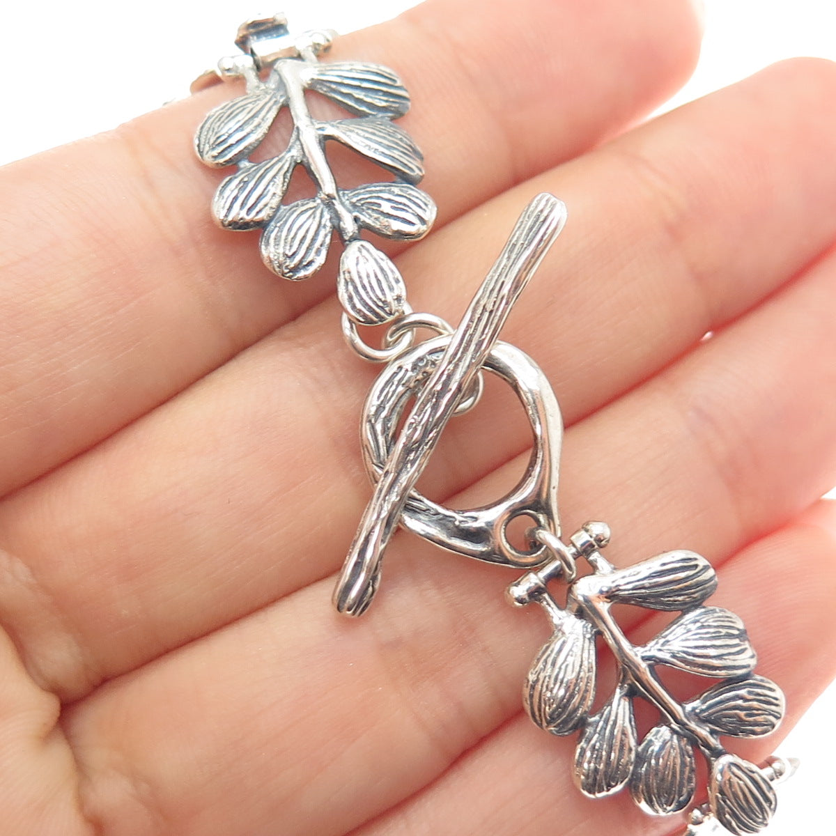 HAGIT GORALI 925 Sterling Silver Vintage Israel Modernist Floral Bracelet 6.75"