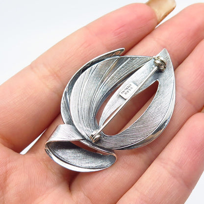 925 Sterling Silver Vintage BEAU Textured Modernist Pin Brooch