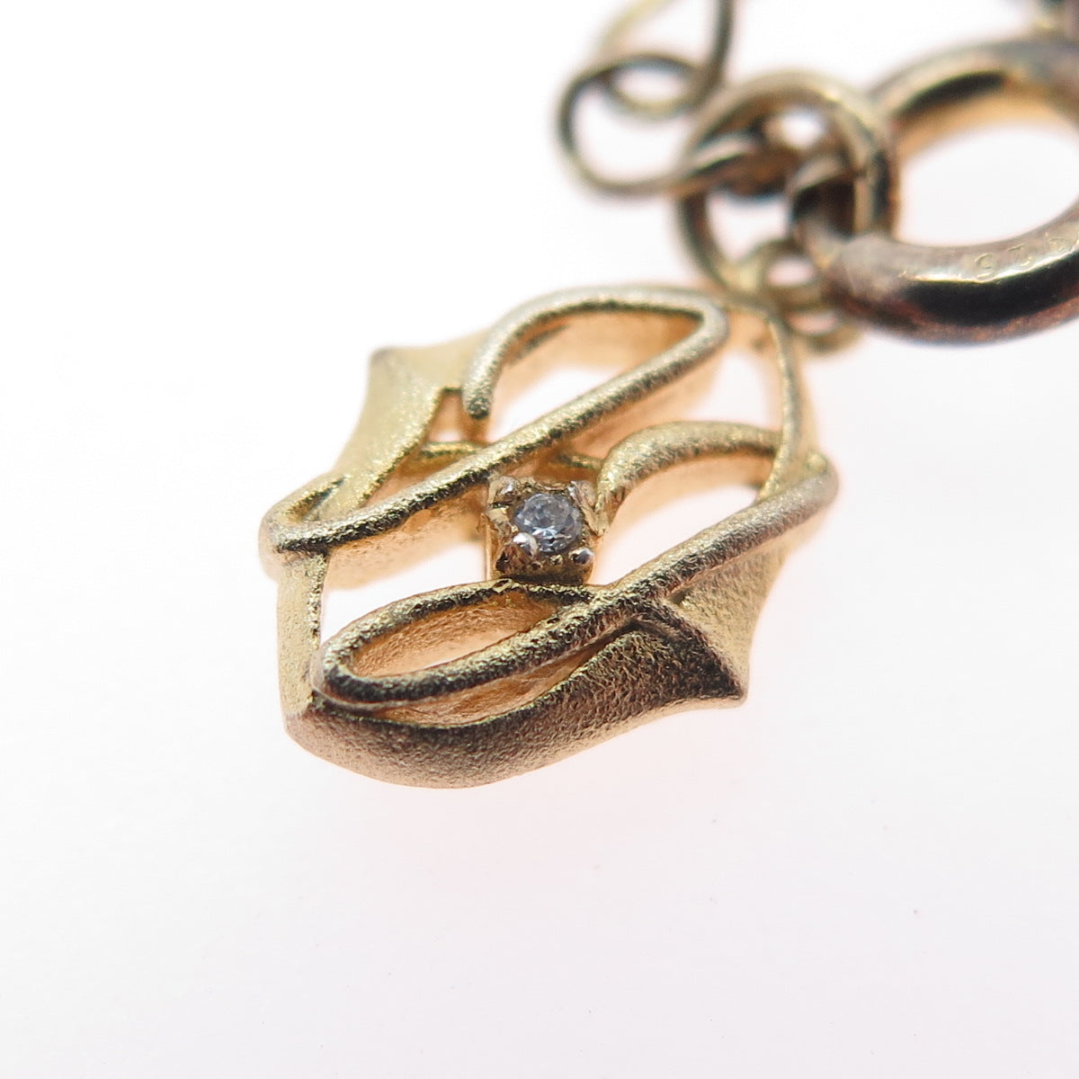 Jonette 925 Sterling Silver Gold Plated C Z Bracelet 7-7.75" (missing 1 C Z )