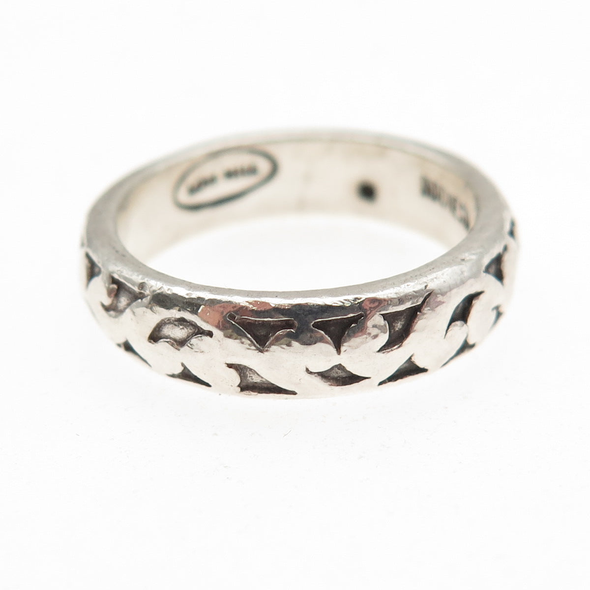 LOIS HILL 925 Sterling Silver Vintage Signature Scroll Band Ring Size 7.5