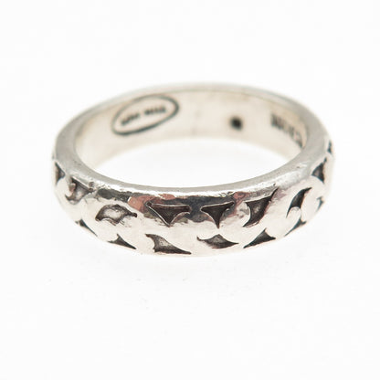 LOIS HILL 925 Sterling Silver Vintage Signature Scroll Band Ring Size 7.5