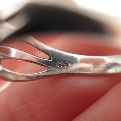 925 Sterling Silver Vintage Modernist Crisscross Oxidized Ring Size 10