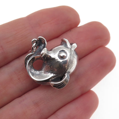 Danecraft 925 Sterling Silver Antique Art Deco Fish Oxidized 3D Charm Pendant